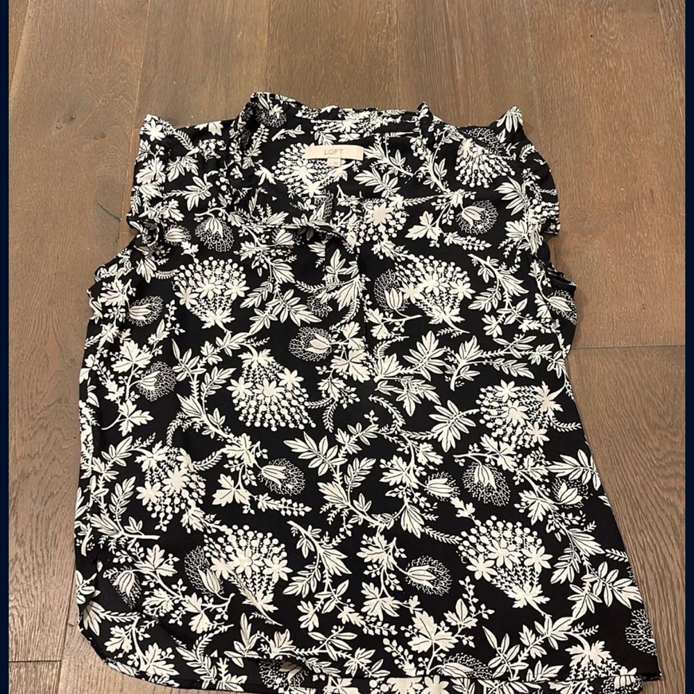 Floral Black and White Women's Top